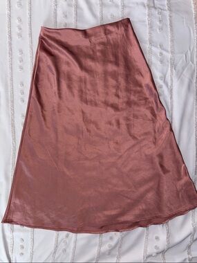 SHEIN Satin A-Line Midi Skirt in Rose Copper